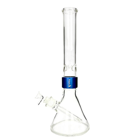 Prism Clear Tall Beaker Single Stack Bong with Blue Accents - Front View