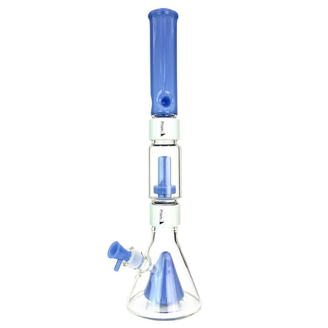 Prism PERCOLATED BEAKER DOUBLE STACK in White/Blueberry with Dual Chamber Filtration - Front View