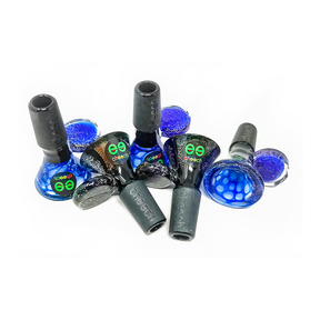 Assortment of Cheech Glass 2" Dichro Bowl Heads for bongs, various designs, top view