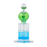 Cheech Glass 8" Triple Glycerin Bong in blue and green, front view on white background