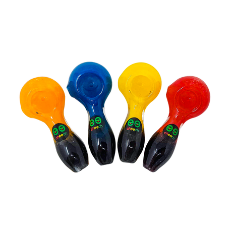 Cheech Glass 3" Frit Hand Pipes in assorted colors, top view on white background