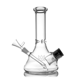 MJ Arsenal Cache Bong in clear borosilicate glass, beaker design, 45-degree joint, front view