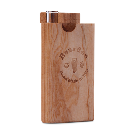 Bearded Distribution Stubby Wood Dugout with Glass Chillum, Cherry Variant - Front View