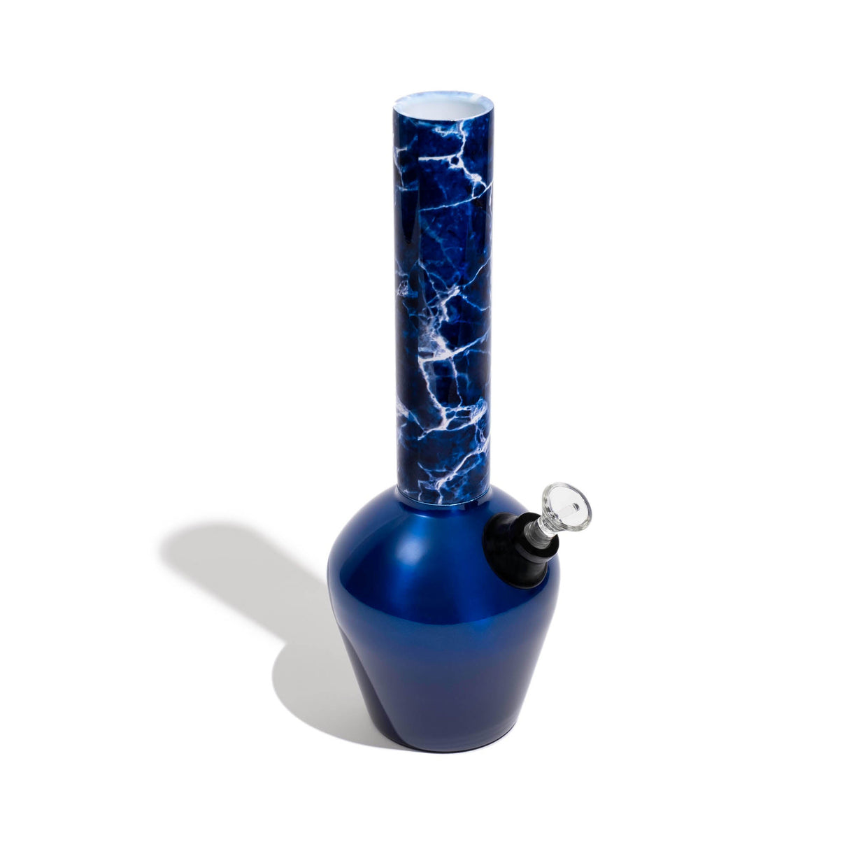 Chill Mix & Match Series bong with glossy blue base and marbled blue neck, top view