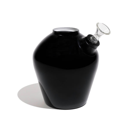 Chill Steel Pipes - Gloss Black Base for Bong - Angled View with Bowl
