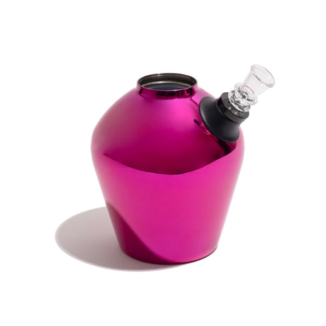 Chill Limited Edition Magenta Mirror Steel Bong with Glass Bowl - Angled Side View