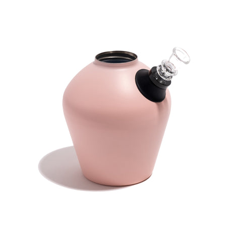 Chill Mix & Match Series bong in matte pink, angled view with glass bowl and black downstem