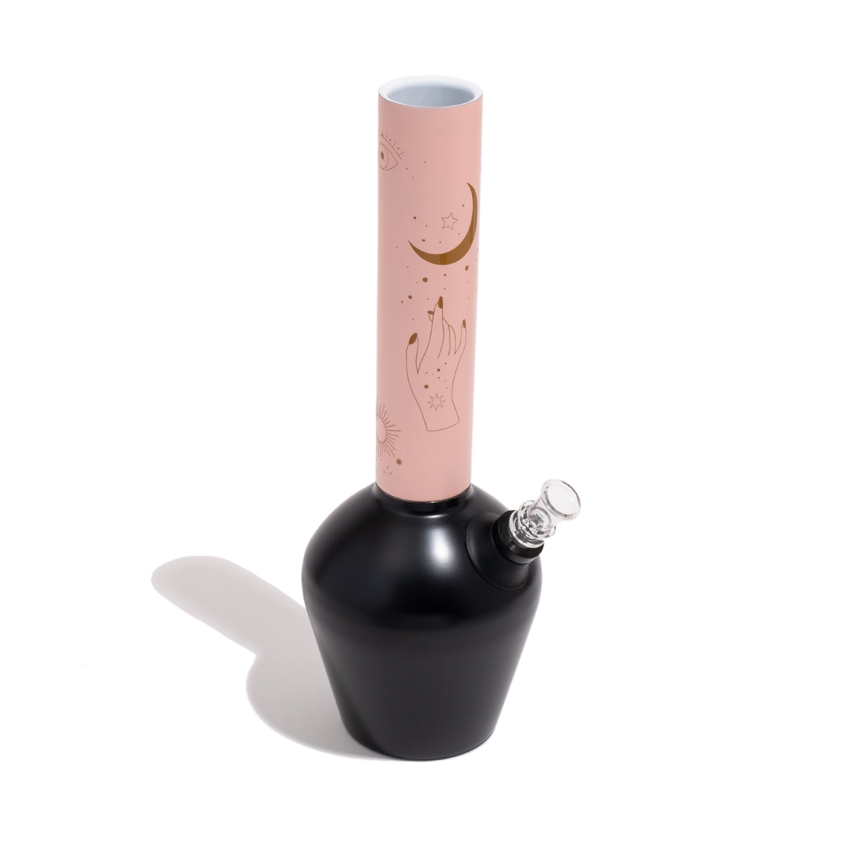 Chill Steel Pipes - Matte Pink Celestial Neckpiece for Bong, Side View on White
