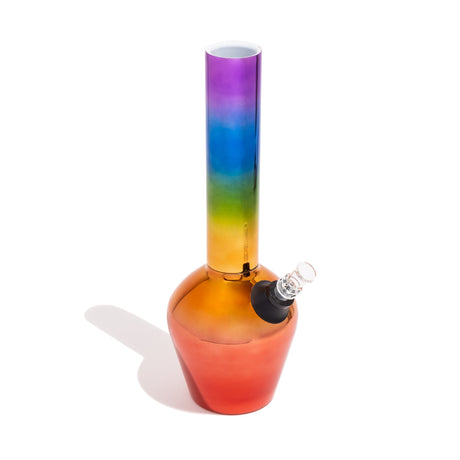 Chill Limited Edition Rainbow Mirror Bong by Chill Steel Pipes, Angled View on White