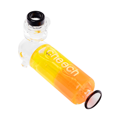 Cheech Glass Dual Colored Glycerin Hand Pipe with Clear and Orange Design - Angled View