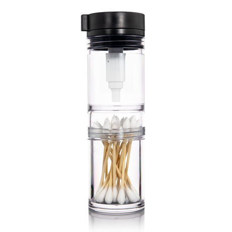 MJ Arsenal Clean Can - Front View of 7oz ISO Pump Dispenser with Swab Storage