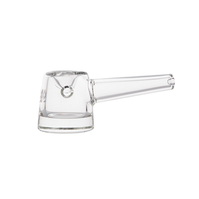 MJ Arsenal Deco Clear Hand Pipe, Compact & Durable Glass, Side View on White Background