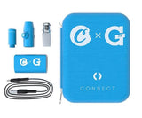 Cookies x G Pen Connect Vaporizer set with blue case and accessories on white background