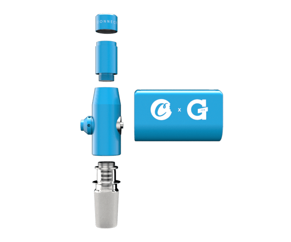 Cookies x G Pen Connect Vaporizer in blue, side view with magnetic battery attachment