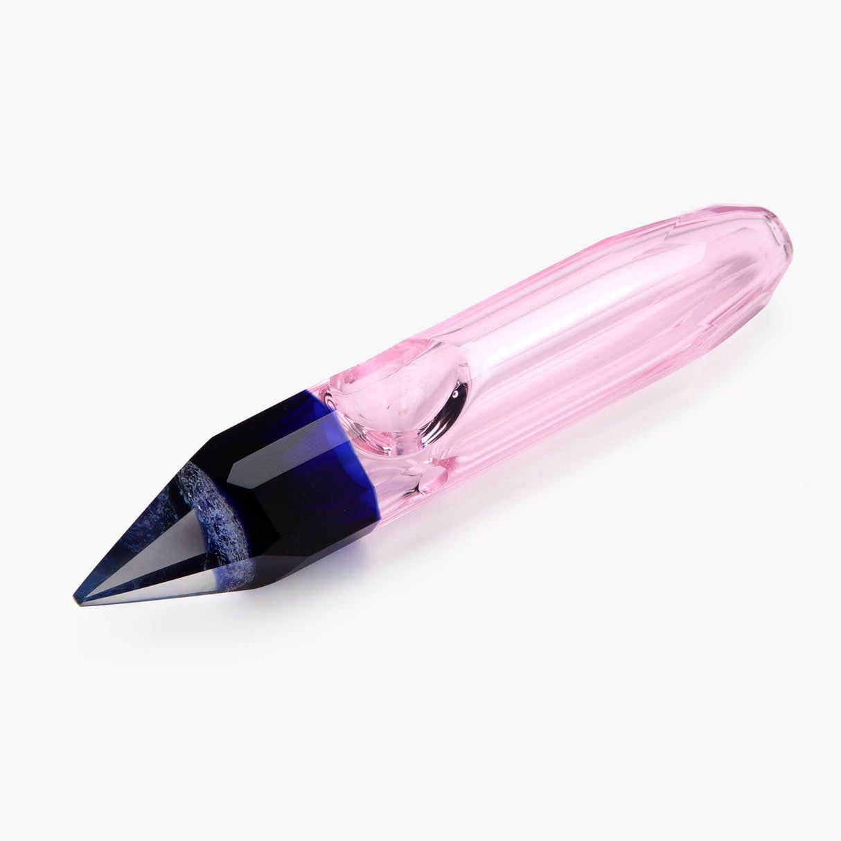 PILOT DIARY Crystal Hand Pipe in Pink with Deep Bowl - Top Angle View