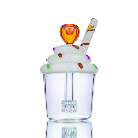 Goody Glass Cupcake Bubbler with Colorful Accents - Front View on White Background