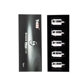 Yocan Evolve Plus Ceramic Donut Coils 5-Pack on Seamless White Background