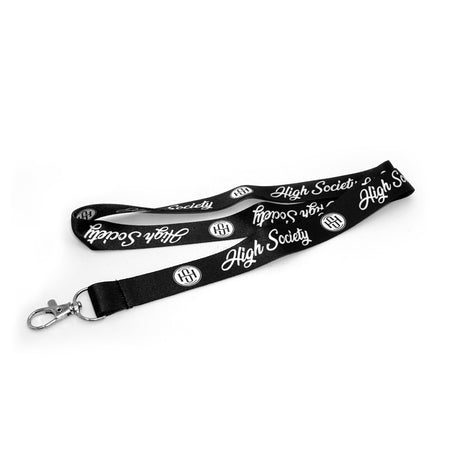High Society Limited Edition Black and White Lanyard with Clip - Top View
