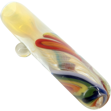 LA Pipes Rainbow Fume Chillum Pipe, compact borosilicate glass hand pipe with vibrant colors