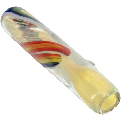 LA Pipes Rainbow Fume Chillum Pipe, Borosilicate Glass, Top View on White Background