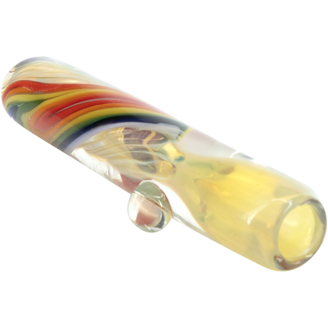 LA Pipes Rainbow Fume Chillum Hand Pipe with Borosilicate Glass on White Background