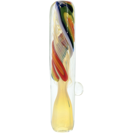 LA Pipes Rainbow Fume Chillum Hand Pipe front view on seamless white background