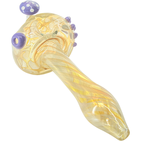 LA Pipes Shrooming Mushroom Head Spoon, color-changing borosilicate glass, angled view