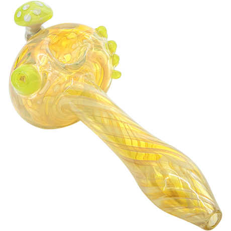 LA Pipes "Shrooming" Mushroom Head Spoon with color-changing borosilicate glass, side view