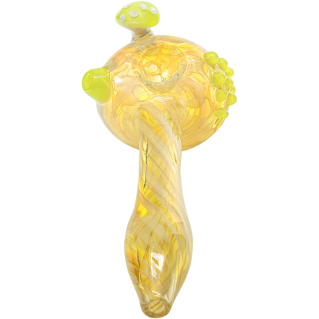 LA Pipes 'Shrooming' Spoon featuring color-changing borosilicate glass, front view on white