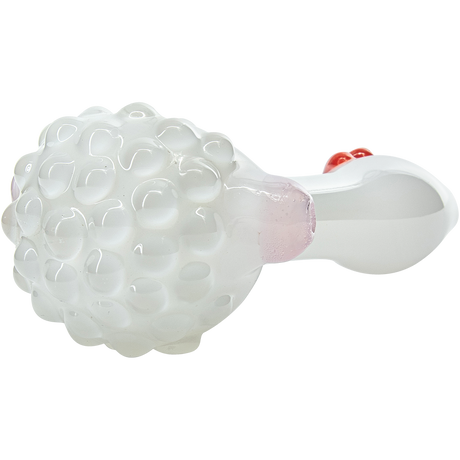 LA Pipes "White Heart" ivory glass spoon pipe with borosilicate design, side view