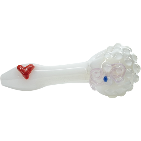 LA Pipes "White Heart" Ivory Glass Spoon Pipe with Borosilicate Design - Top View
