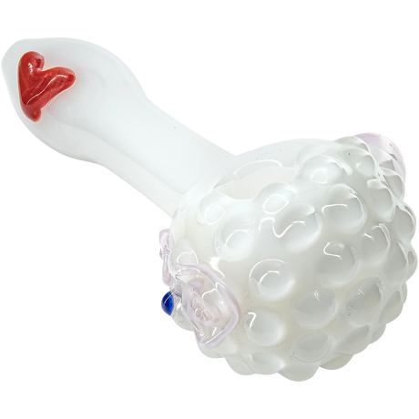 LA Pipes "White Heart" Ivory Glass Spoon Pipe with Borosilicate Design - Side View