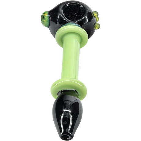 LA Pipes "Ray Gun" Glass Spoon Pipe in Green Slime, Front View on White Background