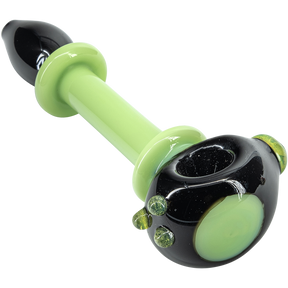 LA Pipes "Ray Gun" Green Slime Glass Spoon - Borosilicate Hand Pipe Side View