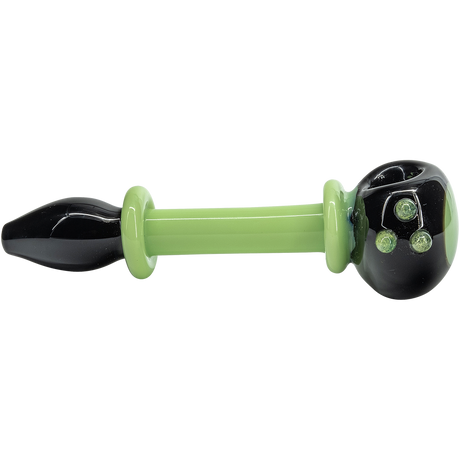LA Pipes "Ray Gun" Glass Spoon in Green Slime, Borosilicate Hand Pipe, Side View