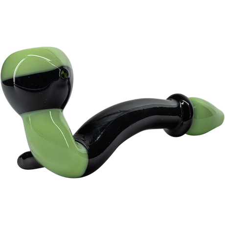 LA Pipes "Alien Locks" Green n Black Sherlock Pipe with Borosilicate Glass, Side View
