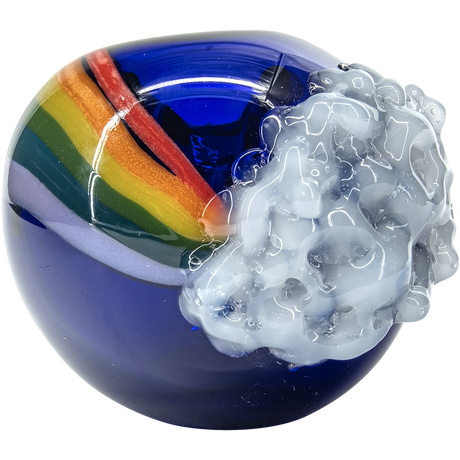 LA Pipes "Rainbows n Clouds" Cobalt Blue Glass Pipe with Cloud-Shaped Bowl - Top View