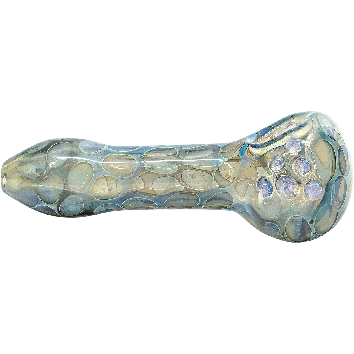 LA Pipes "Speckeled Moon" Silver Fumed Cobalt Spoon Pipe