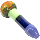 LA Pipes "Hard Candy" Rainbow Spoon Glass Pipe, durable borosilicate, angled side view