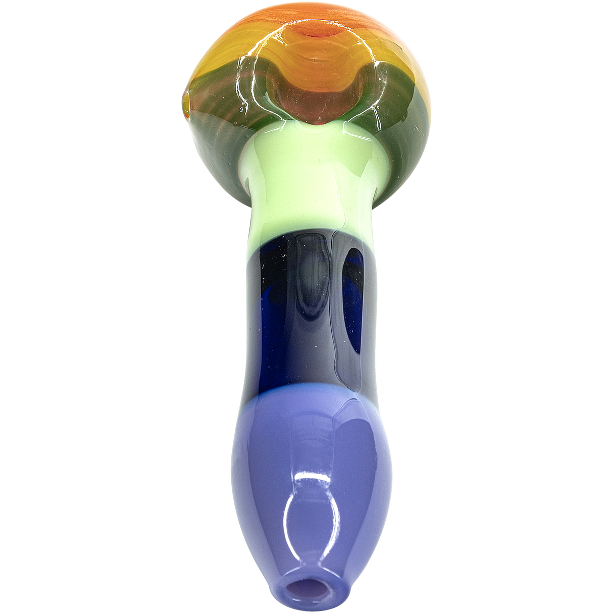 LA Pipes "Hard Candy" Rainbow Spoon Glass Pipe, Durable Borosilicate, Front View