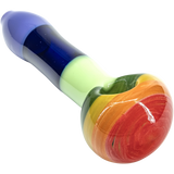 LA Pipes "Hard Candy" Spoon Glass Pipe with Rainbow Colors, Borosilicate - Top View