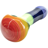 LA Pipes "Hard Candy" Spoon Glass Pipe with Rainbow Swirl Design, Borosilicate - Side View