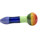 LA Pipes "Hard Candy" Rainbow Spoon Glass Pipe, Durable Borosilicate - Side View