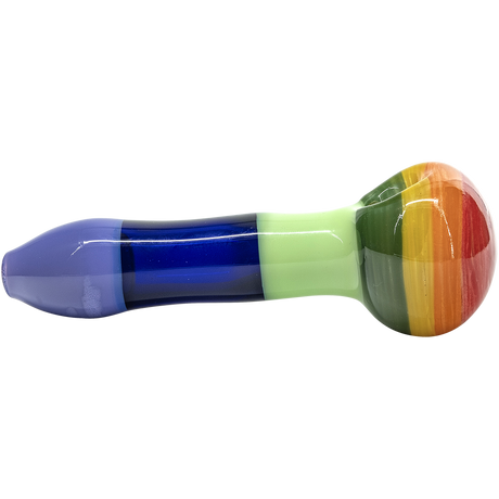 LA Pipes "Hard Candy" Rainbow Spoon Glass Pipe, Durable Borosilicate - Side View