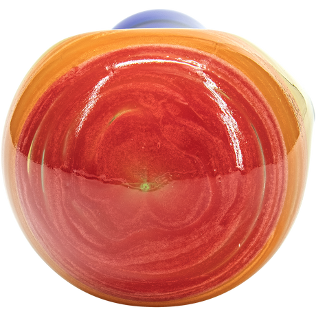 LA Pipes "Hard Candy" Spoon Glass Pipe with Rainbow Swirl Design, Top View