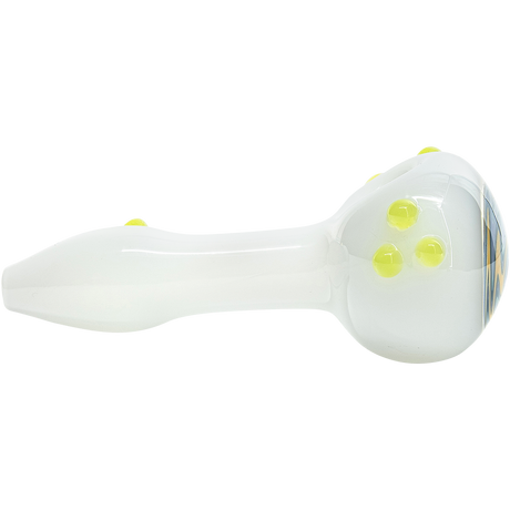 LA Pipes 6.25" Ivory Wig-Wag Spoon Pipe, Handmade, Side View on Seamless White