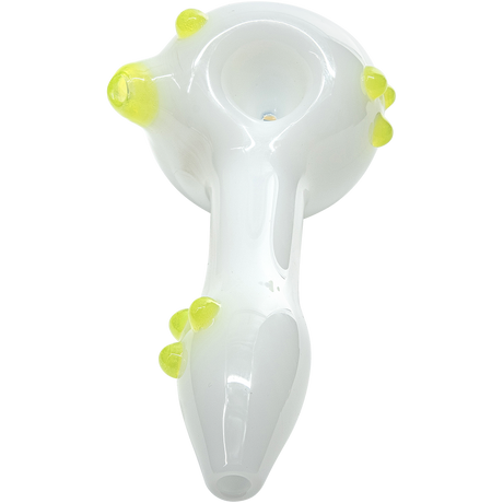 LA Pipes 6.25" Ivory Wig-Wag Spoon Pipe, Handmade with Colored Accents, Top View