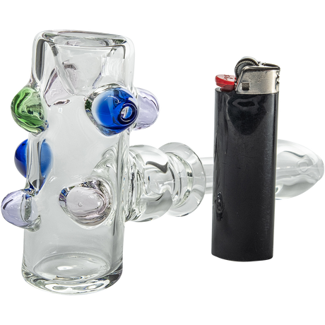 LA Pipes Wonka Will Briar-Shaped Glass Pipe, Colorful Marbles, with Standard Lighter for Scale