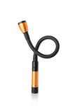 SWAN Gooseneck LED Lamp in Orange, flexible design, battery-powered, portable, on white background