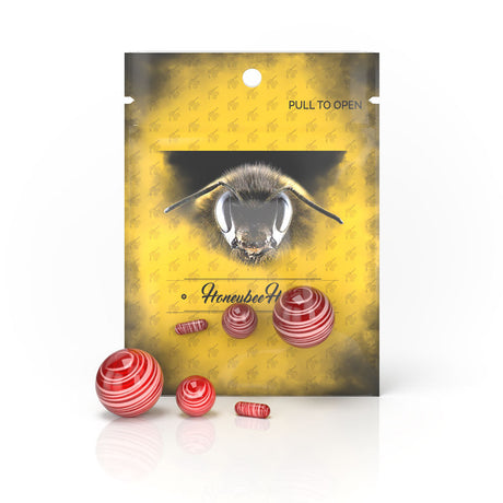 Honeybee Herb red dab marble set for rig accessories, displayed on branded packaging